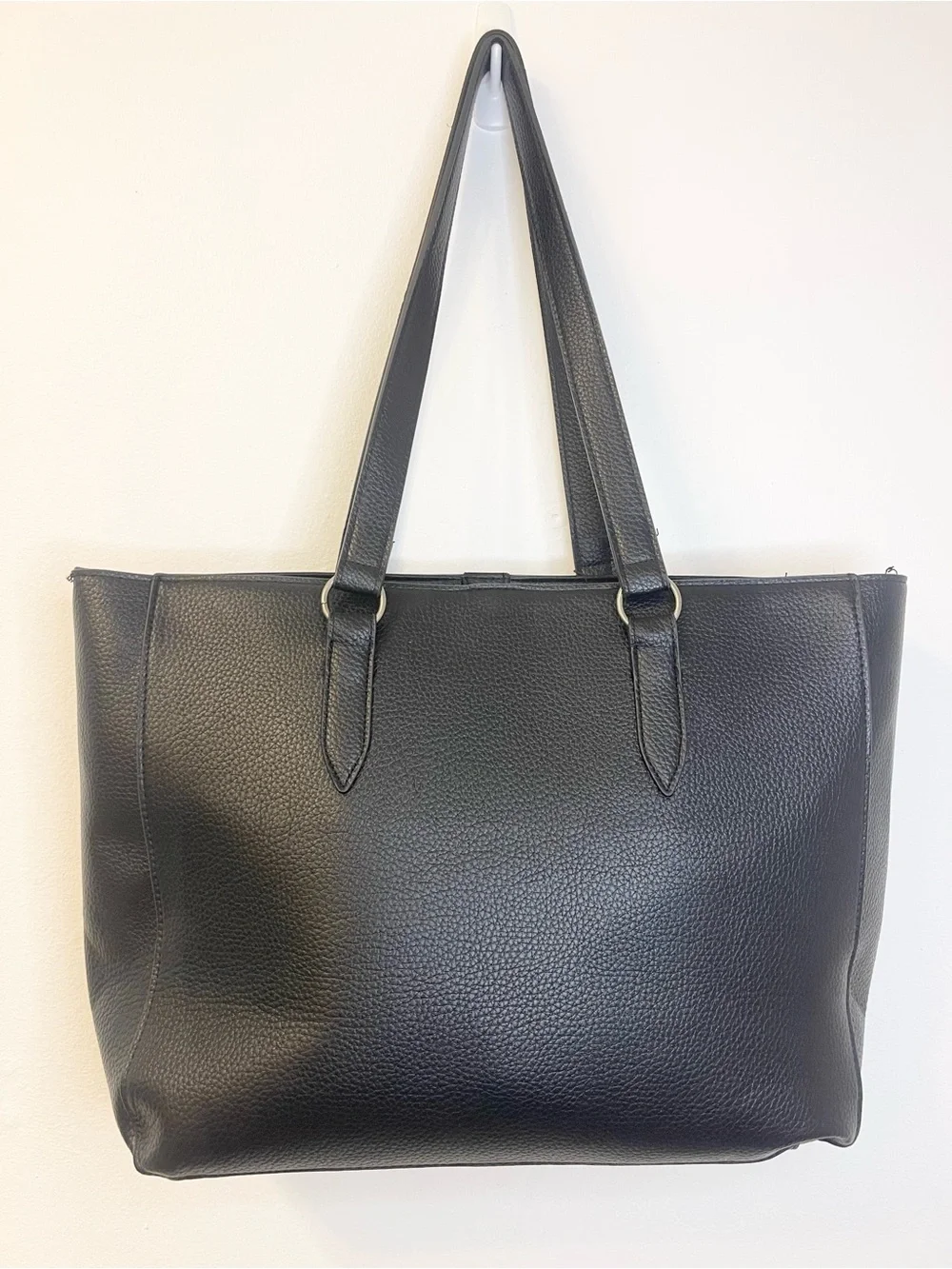 Ed Hardy Studded Black Tote with Silver Studs & Chain Charm